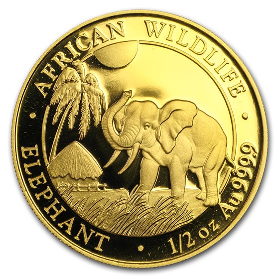 2017 Somalia 1/2 oz Gold African Elephant BU 2017 Somalia 1/2 oz Gold African Elephant BU
